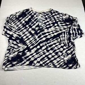 LOFT Tie Dye Split Neck Sweater Cotton Casual Boho Beach Lounge Pullover Knit XL